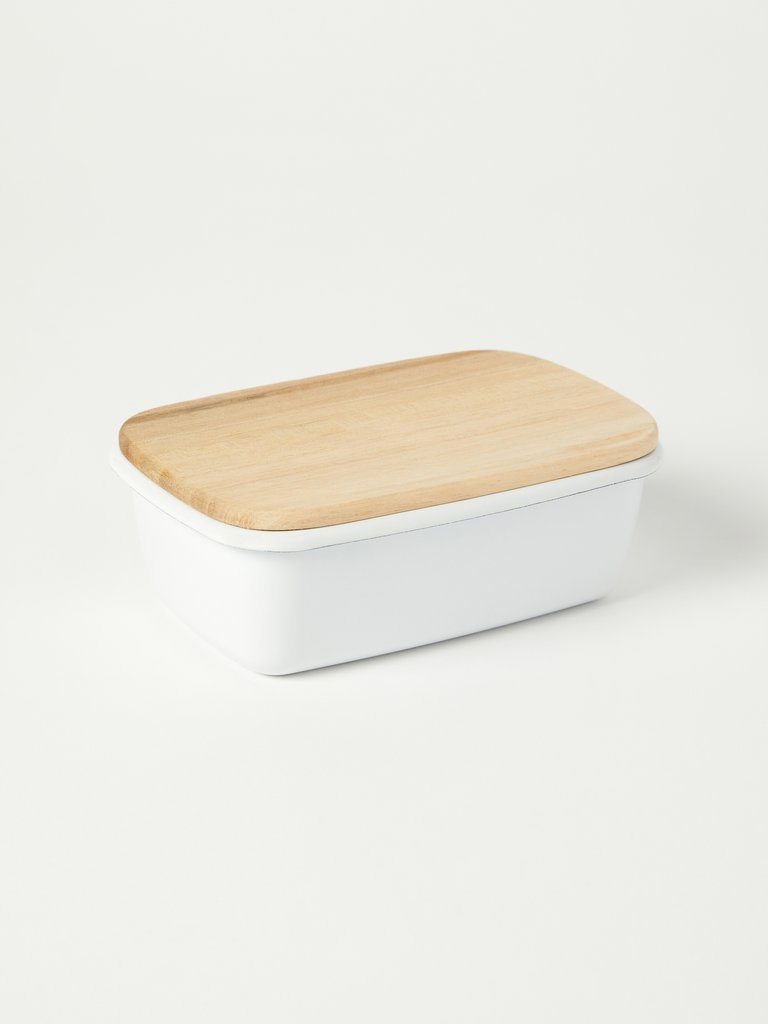 Small Enamel Food Container - Natural