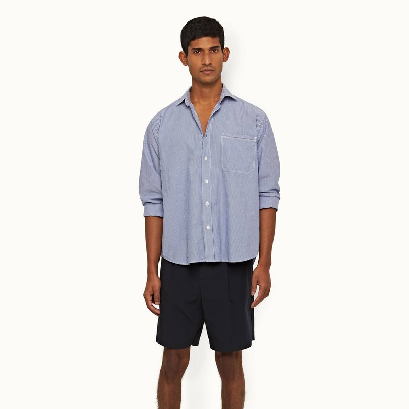 Orlebar Brown Aston Pleated Shorts In Blue