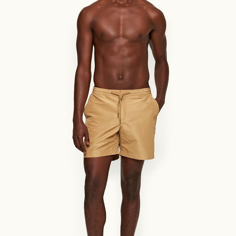 Shop Orlebar Brown Bulldog Drawcord Shorts In Brown