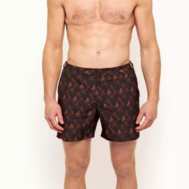 Orlebar Brown Bulldog X Aquila Print Mid-length Swim Shorts In Black