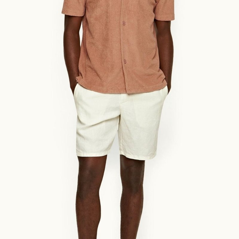 Shop Orlebar Brown Cornell Linen Shorts Sandbar In White