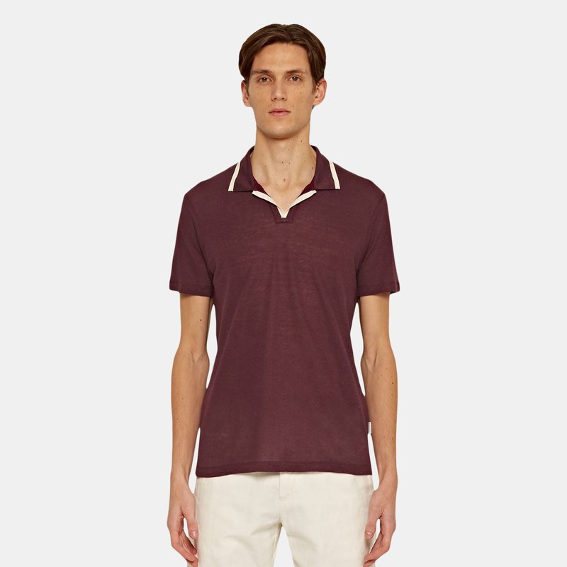 Orlebar Brown Felix Linen Polo In Red
