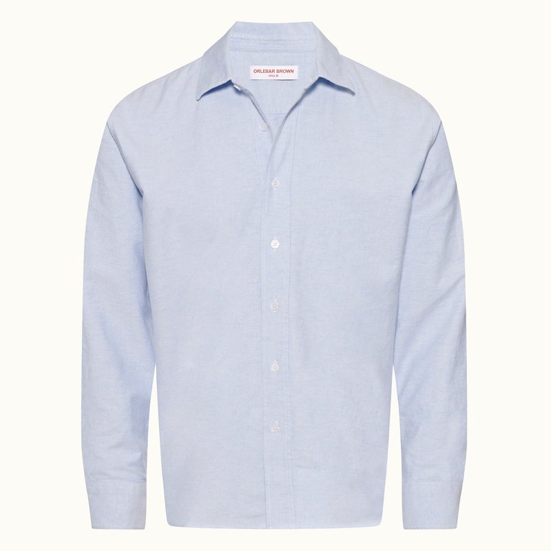 Shop Orlebar Brown Grasmoor Button Down Shirt In Blue