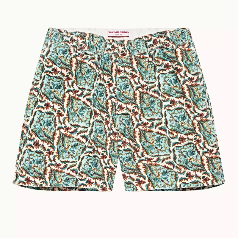 Shop Orlebar Brown Louis Multi Paisley Relaxed Fit Corduroy Drawcord Shorts In Green