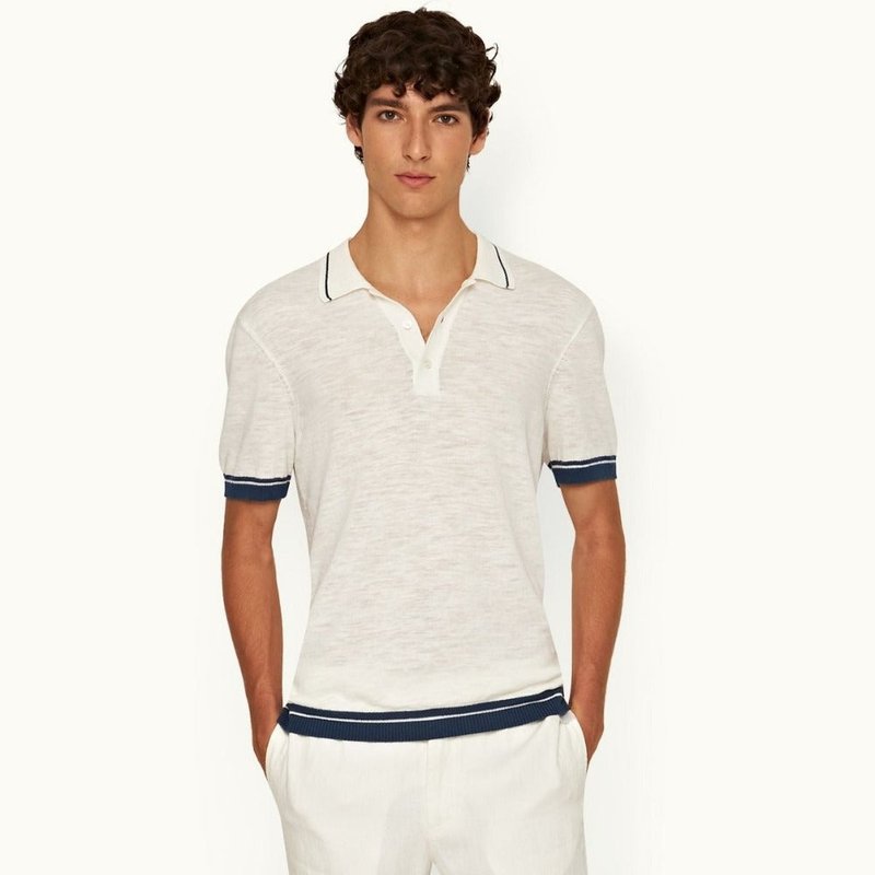 Shop Orlebar Brown Maranon Cotton Linen Polo Shirt In White