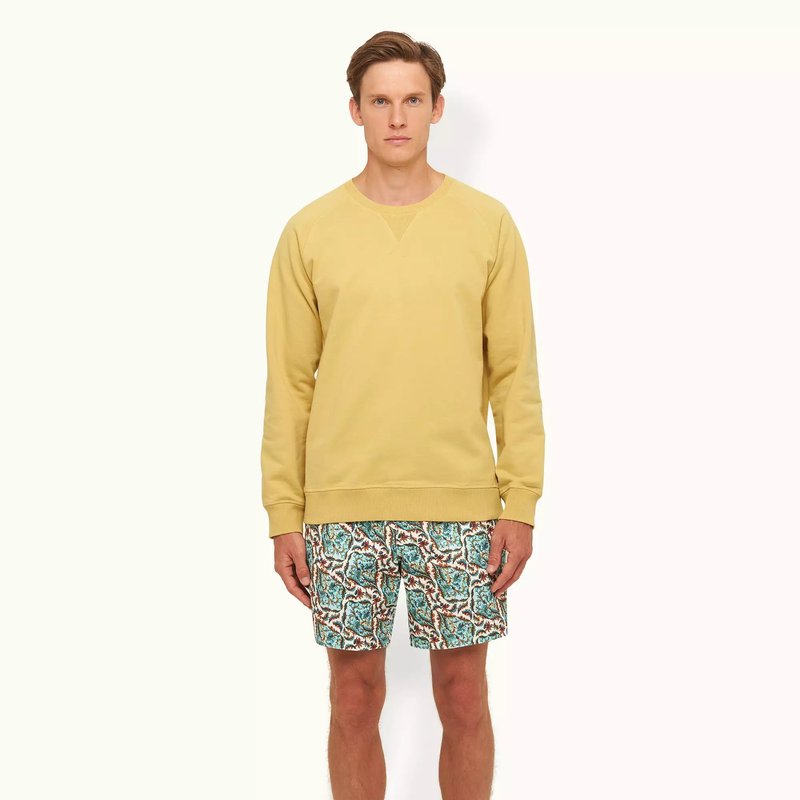 Shop Orlebar Brown Watkins Garment Washed Cotton Sweatshirt In Yellow