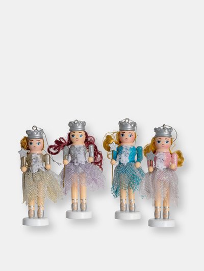 Ornativity Nutcracker Hanging Ornament Figures – Fairy Ballet Dancers Glittered Christmas Mini Wooden Nutcrackers Xmas Tree Ornament Set – 4 Pieces product