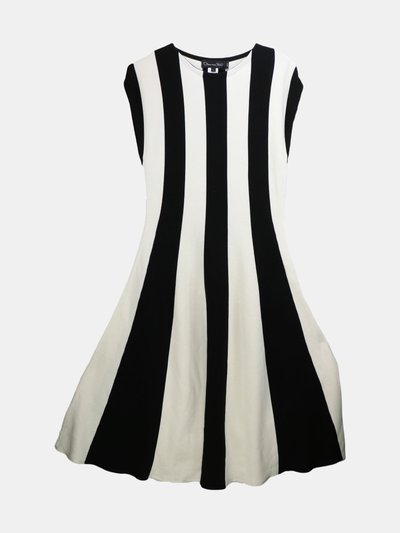 Oscar de la Renta Oscar De La Renta Women's Black / White Sleeveless Striped Wool Dress - L product