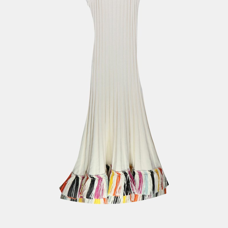 Shop Oscar De La Renta Women's White Multi Sleeveless Silk Midi Dress