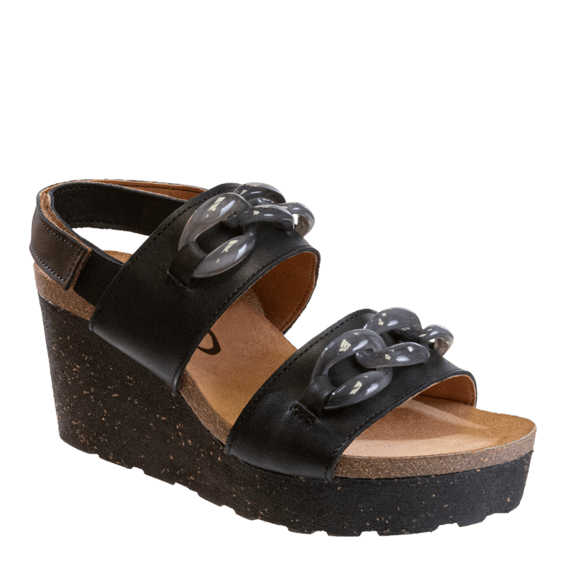 Shop Otbt Fair Isle Wedge Sandals In Black