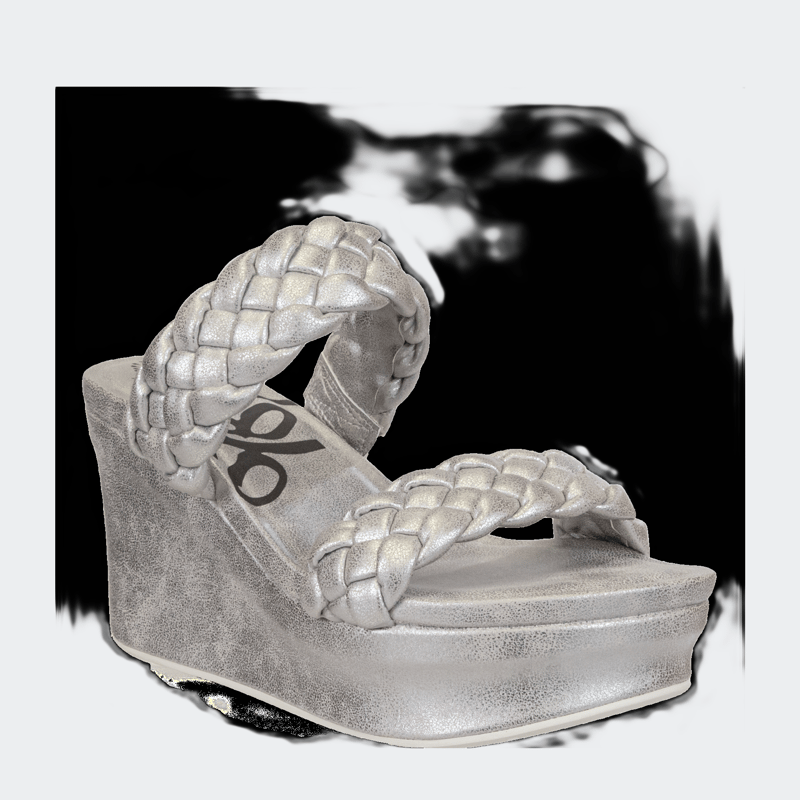 Otbt Fluent Wedge Sandals In Silver