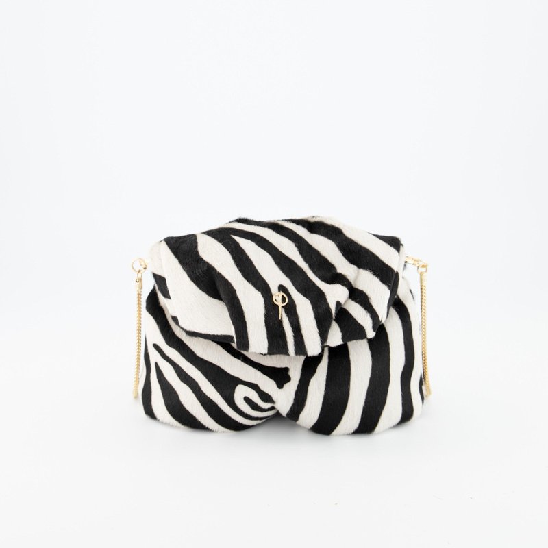 Otrera Baby Calf Mini Leda Handbag Zebra In Black
