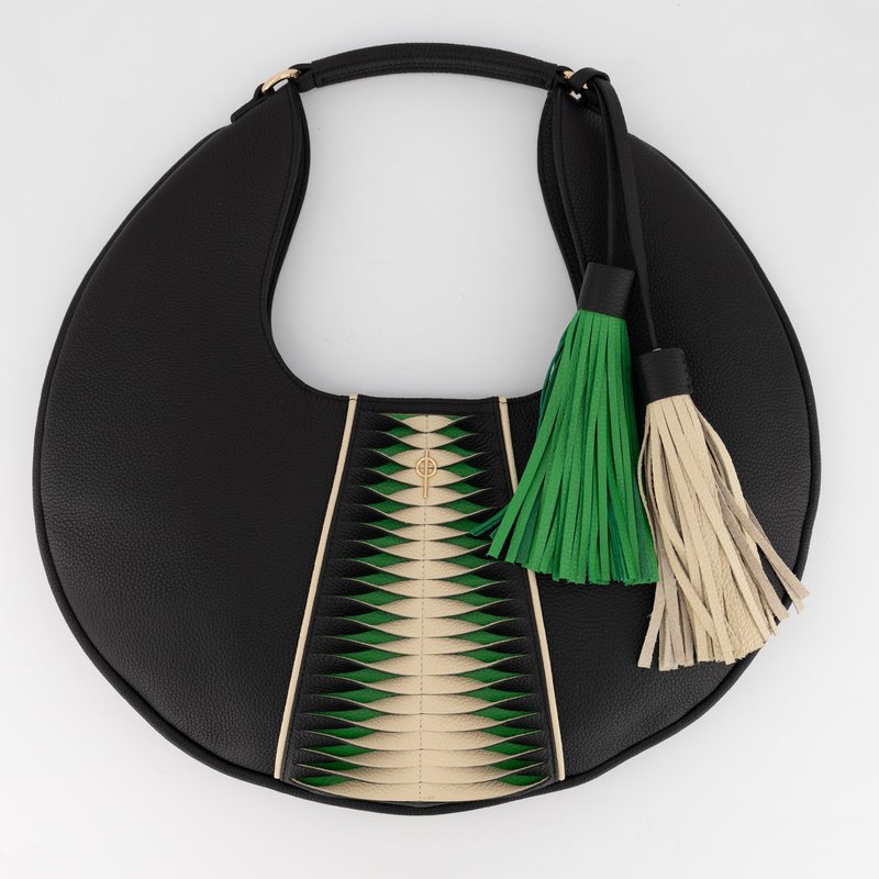 Otrera Women's Libertas Black & Green Leather Shoulder Bag