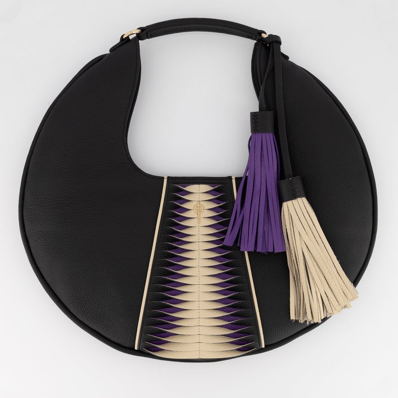 Otrera Women's Libertas Black & Purple Leather Shoulder Bag