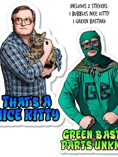 Ottos Grotto :: Stickers For Your Stuff Trailer Park Boys Bubbles Sticker Pack (2 Pack) Bubbles & Green Bastard Stickers, Official Trailer Park Boys Merchandise, Stickers For Men product