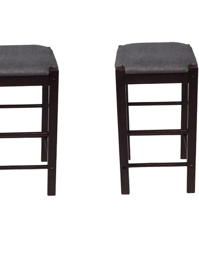 Ouuuhlala Matthis 25 in. Backless Wood Frame Bar Stool With Fabric Seat Set of 2 product