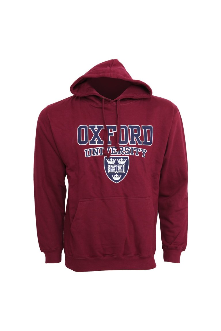 Mens Oxford University Print Hooded Sweatshirt (Maroon) - Maroon