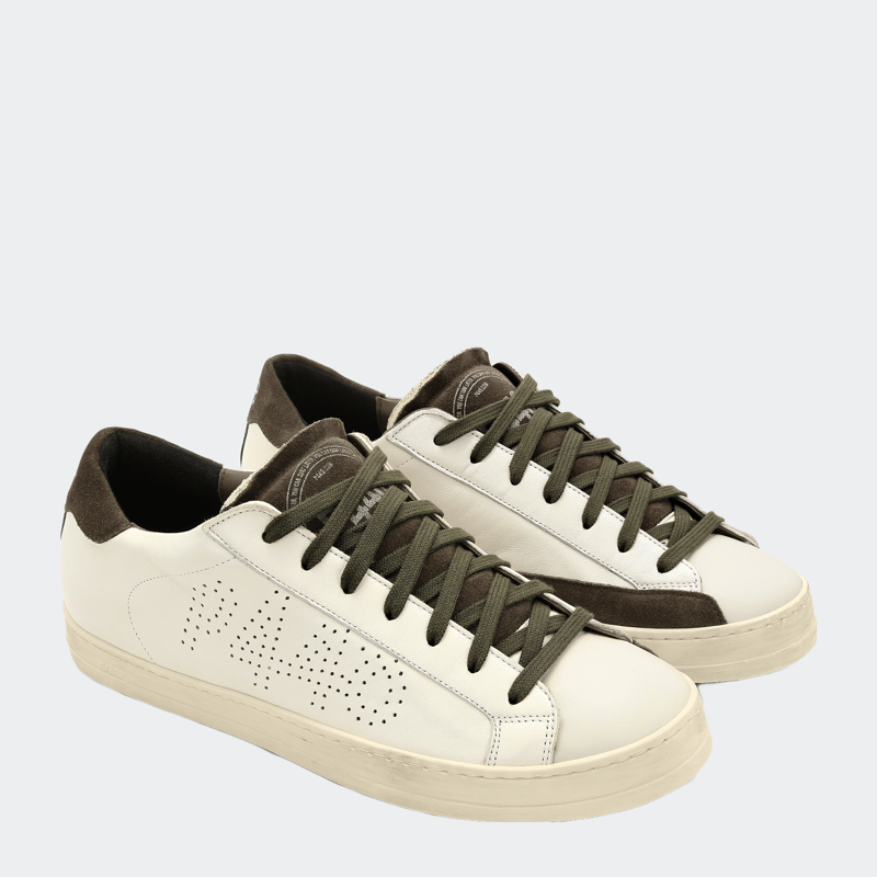 P448 John Cream/olive Sneaker In White