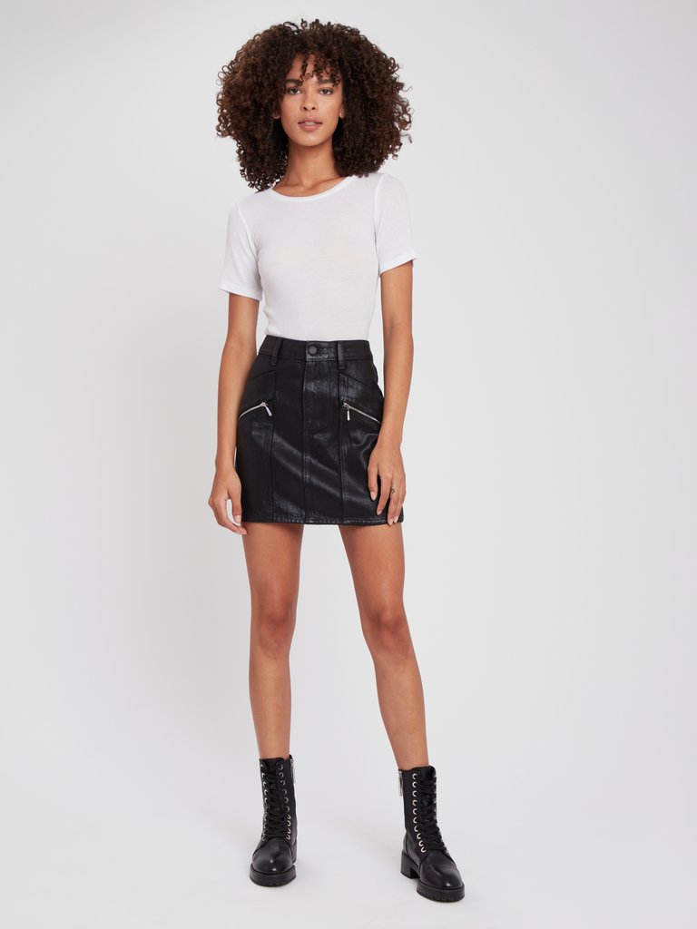 PAIGE Aideen Coated Mini Skirt | Verishop