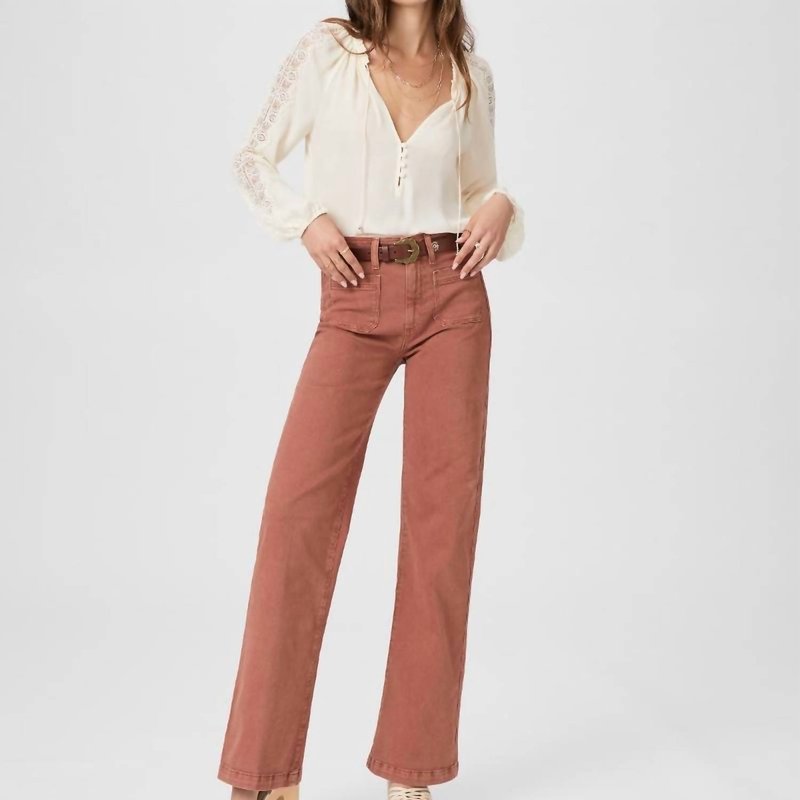 Shop Paige Leenah Patch Pockets Faux Pants In Vintage Burnt Terracotta In Brown