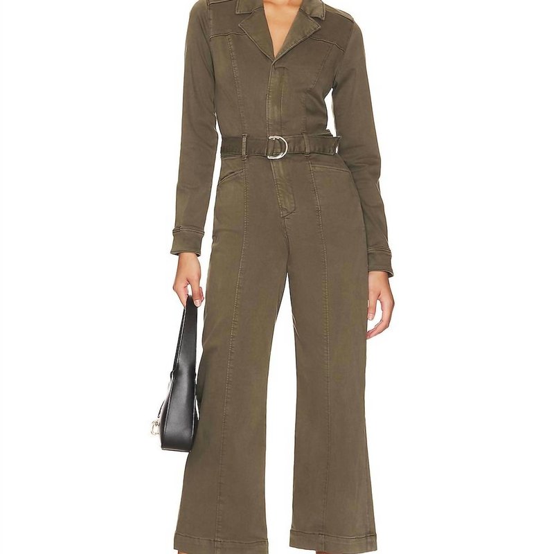 Shop Paige Long Sleeve Anessa Jumpsuit In Green