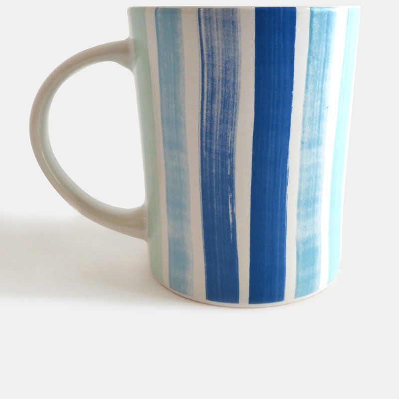 Paint&petals Brushstroke Stripe Ceramic Mug In Blue