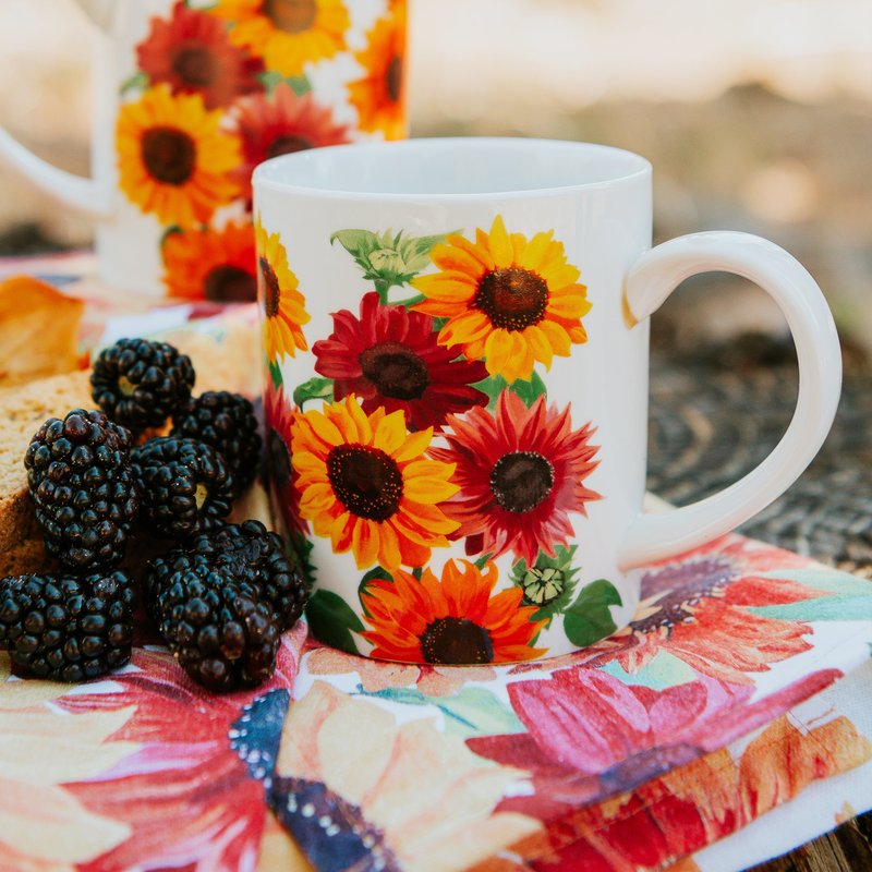 Paint&petals Sunflower Ceramic Mug In Orange