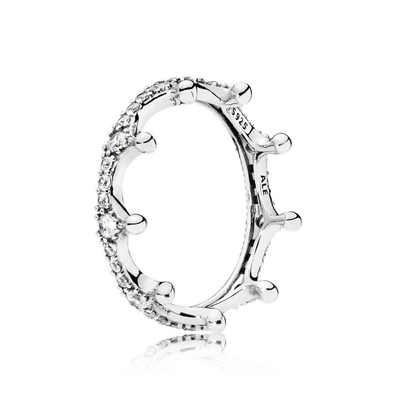 Shop Pandora Enchanted Crown Ring, Clear Cubic Zirconia In Grey
