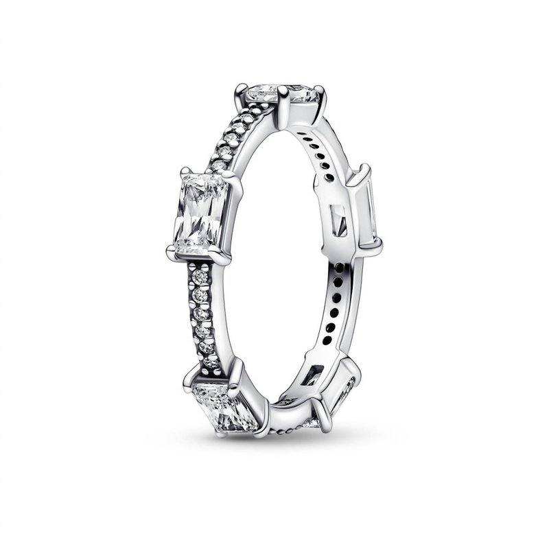 Pandora Sterling Silver Ring With Clear Cubic Zirconia Size 6/52 In Silver In Metallic