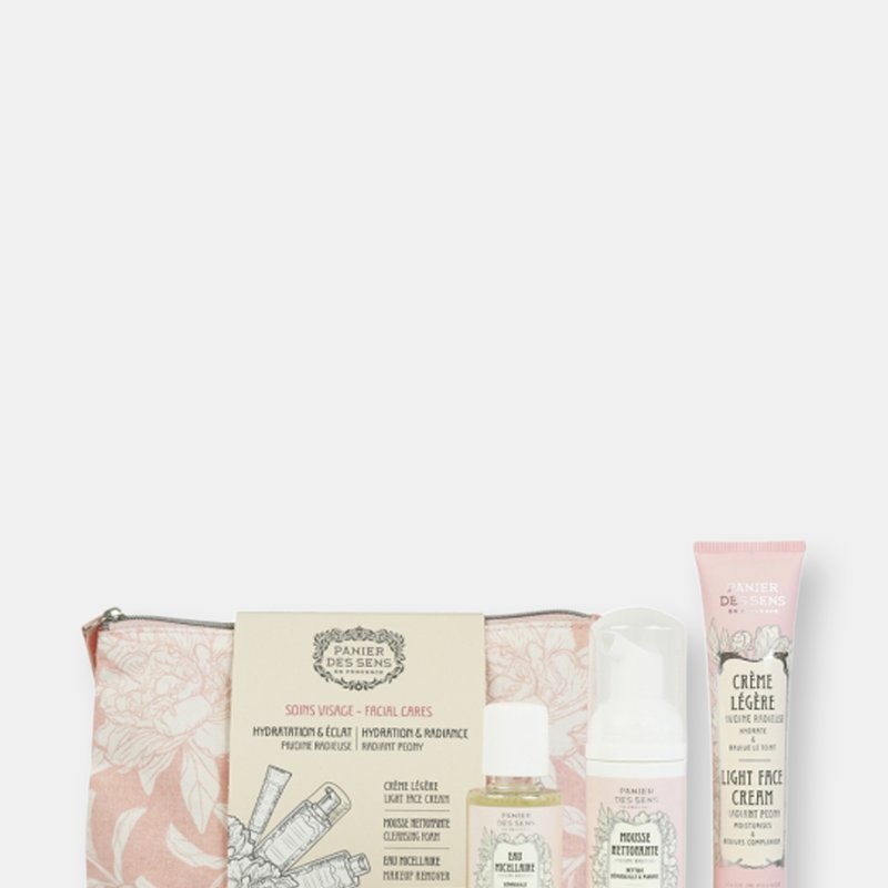 Panier Des Sens Peony Travel Pouch (light Face Cream, Cleasning Foam, Micellar Water/make Up Remover)