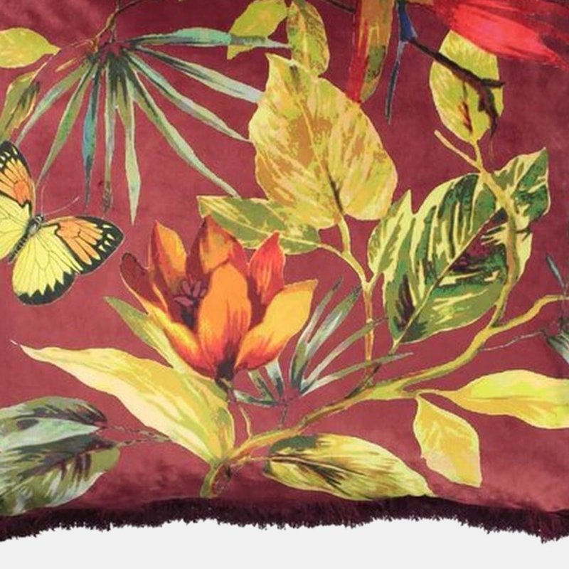 Paoletti Cahala Tropical Throw Pillow Cover In Red