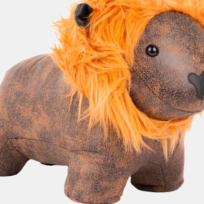 Paoletti Faux Leather Lion Doorstop In Brown