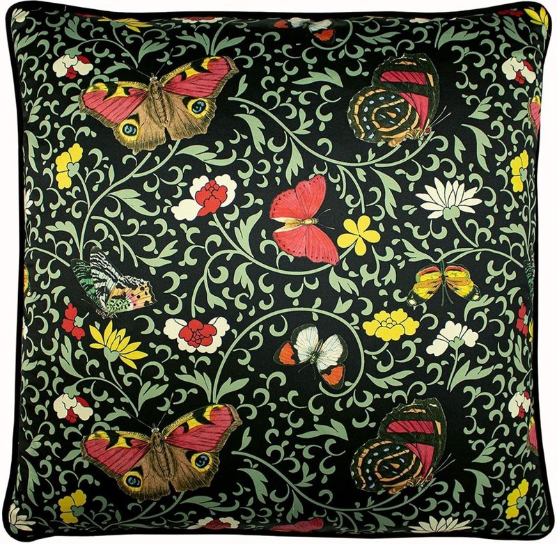Paoletti Heligan Botanical Throw Pillow Cover In Black