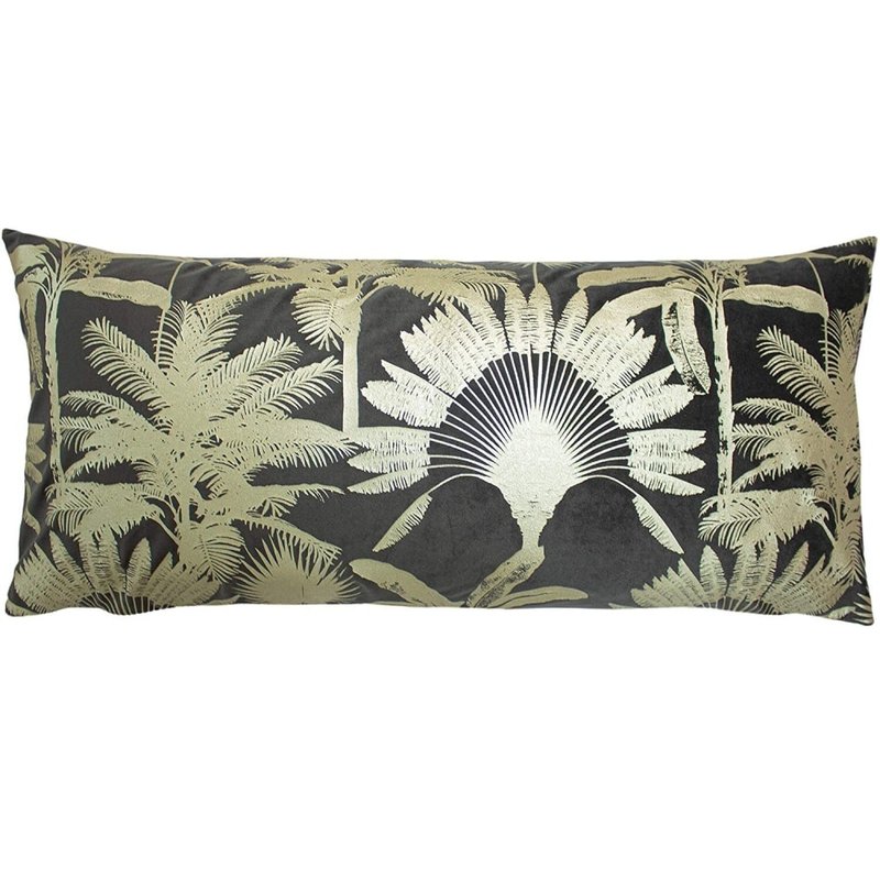Paoletti Malaysian Palm Foil Printed Throw Pillow Cover In Black