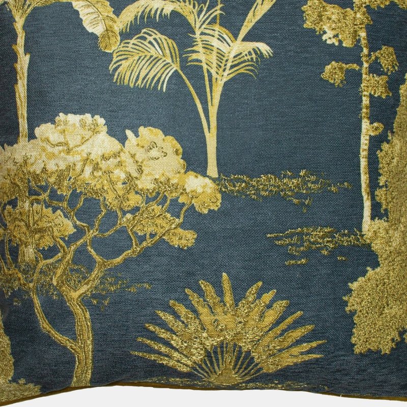 Shop Paoletti Arboretum Throw Pillow Cover (blue/gold) (50cm X 50cm) In Red