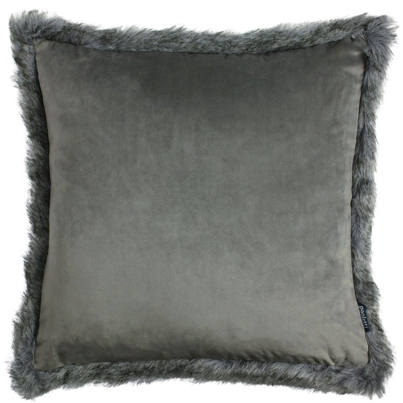Paoletti Aspen Faux Fur Throw Pillow Cover (gray) (45cm X 45cm) In Grey