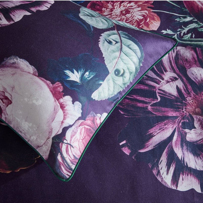 Shop Paoletti Cordelia Floral Duvet Set (violet) (queen) (uk In Purple