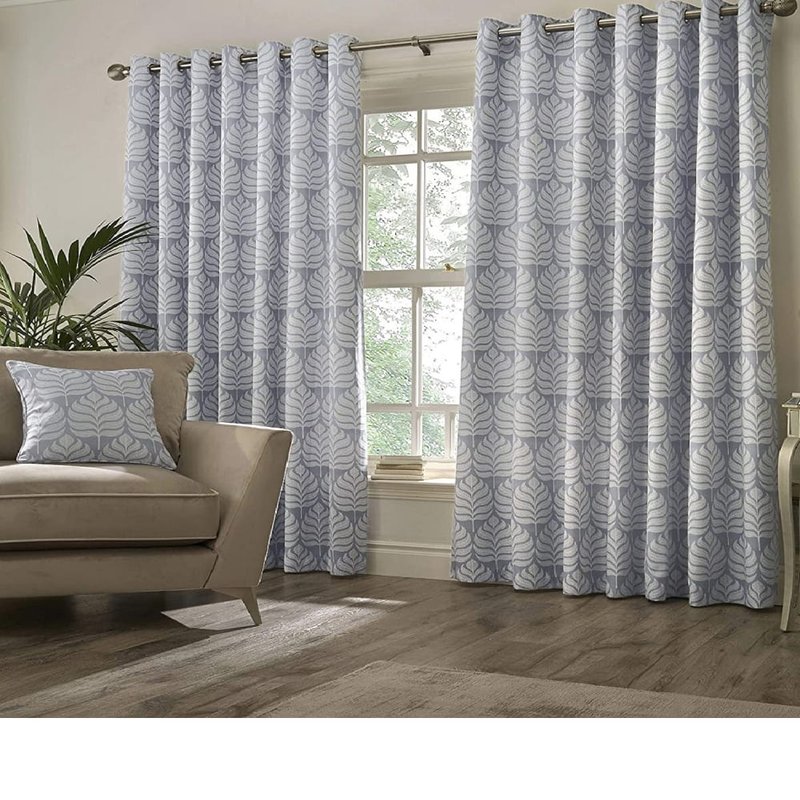Paoletti Horto Eyelet Curtains (blue) (46in X 56in)