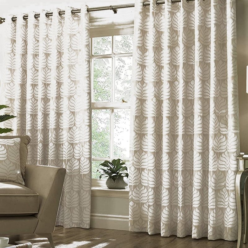 Shop Paoletti Horto Eyelet Curtains (natural) (46in X 72in) (46in X 72in) In Brown