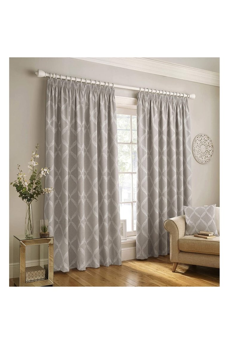 Paoletti Olivia Pencil Pleat Curtains (Gray) (90in x 54in) - Gray