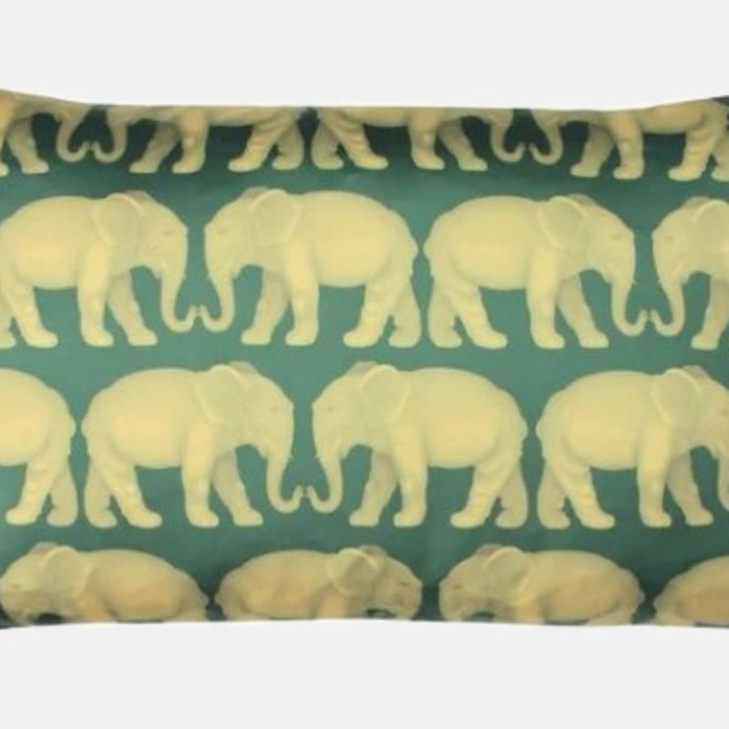 Paoletti Parade Elephant Throw Pillow Cover In Green