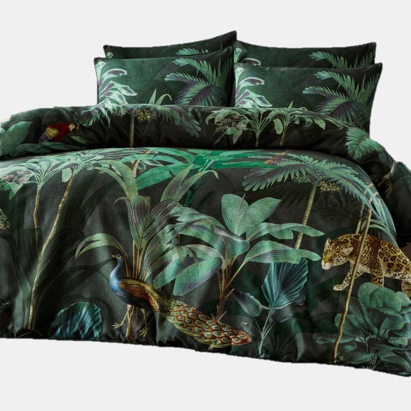 Paoletti Siona Tropical Duvet Set Queen (uk In Green