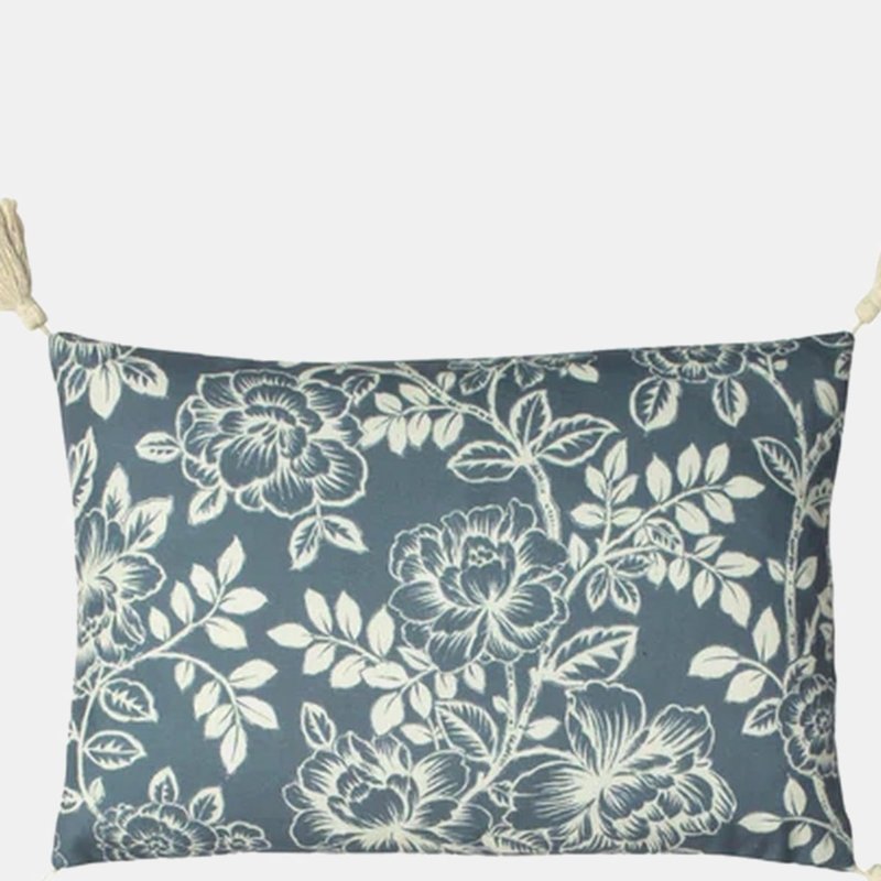 Paoletti Somerton Floral Throw Pillow Cover Slate Blue