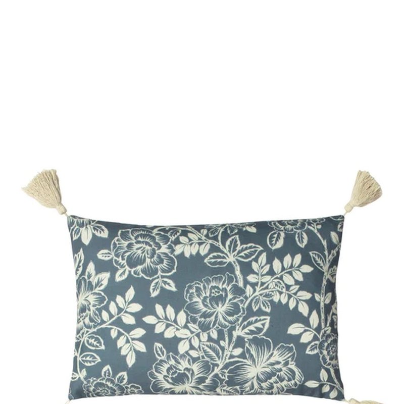 Paoletti Somerton Floral Throw Pillow Cover Slate Blue