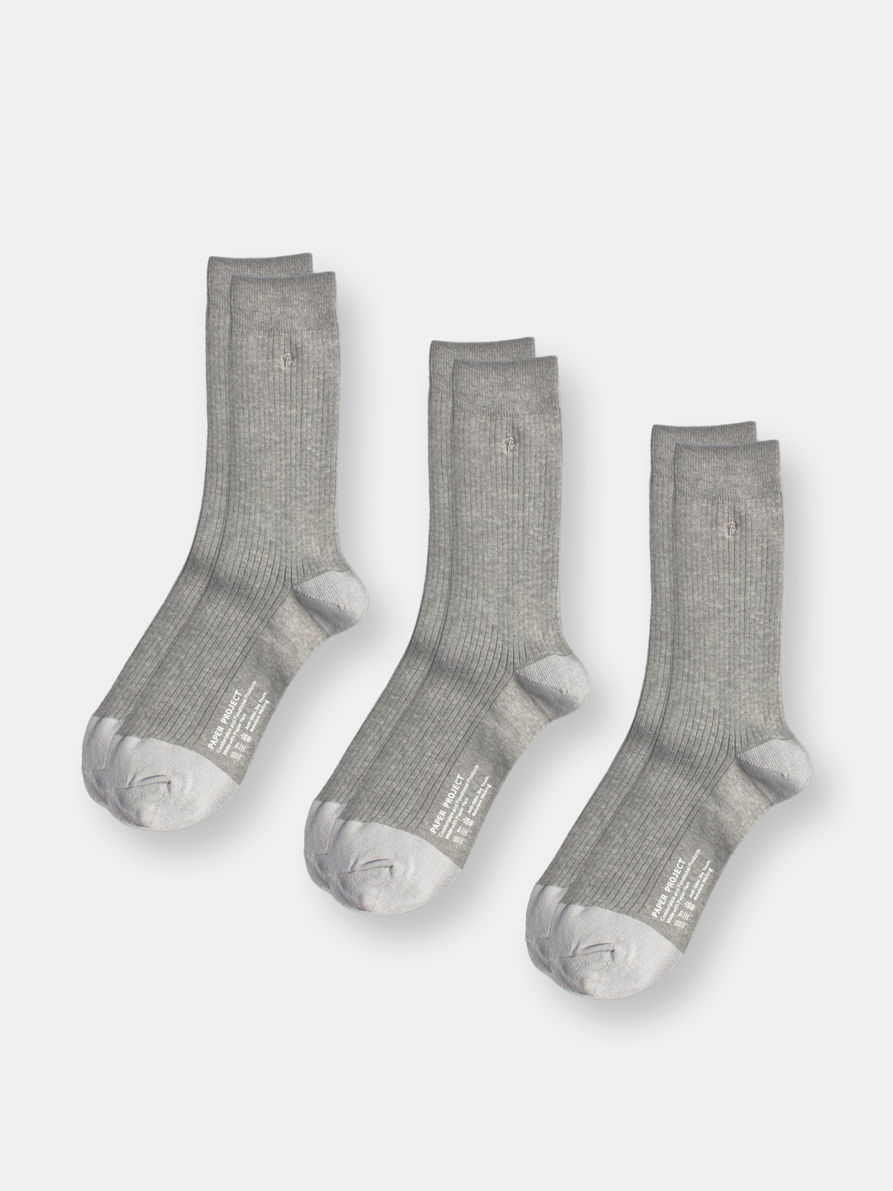 Paper Project Basic Rib Crew Socks 3pairs In Grey