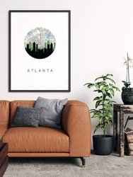Atlanta, Georgia City Skyline With Vintage Atlanta Map