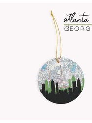 Atlanta, Georgia City Skyline With Vintage Atlanta Map