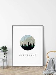 Cleveland, Ohio City Skyline With Vintage Cleveland Map