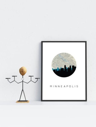 Paperfinch Minneapolis, Minnesota City Skyline With Vintage Minneapolis Map product