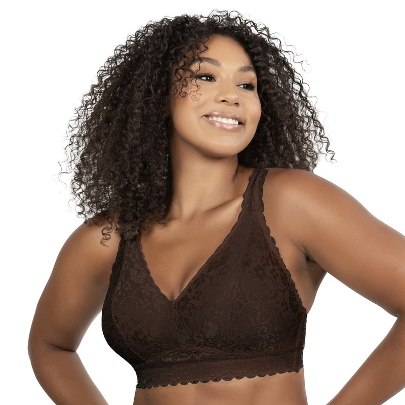 Shop Parfait Adriana Wire-free Lace Bralette- Deep Nude In Brown